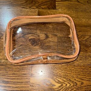 Clear Cosmetic Bag with Brown Lining